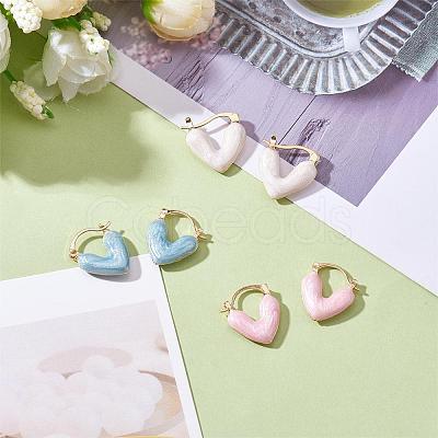 Enamel Heart Hoop Earrings JE1108C-1