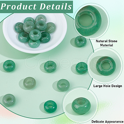 20Pcs Natural Green Aventurine European Beads G-PA0002-34C-1