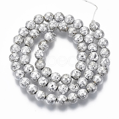 Electroplated Natural Lava Rock Beads Strands G-S352-30B-06-1