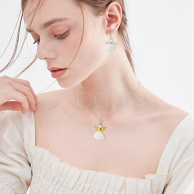 24Pcs 4 Styles Natural Shell Pendants SHEL-HS0001-17-1