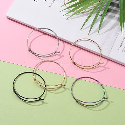 10Pcs 5 Color Adjustable Ion Plating(IP) 304 Stainless Steel Expandable Bangle Making BJEW-LS0001-01-1