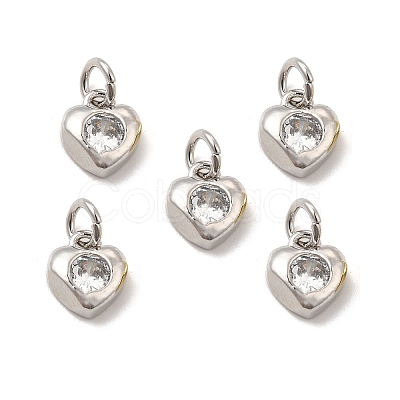 Brass Micro Pave Clear Cubic Zirconia Charms KK-E068-VB235-1