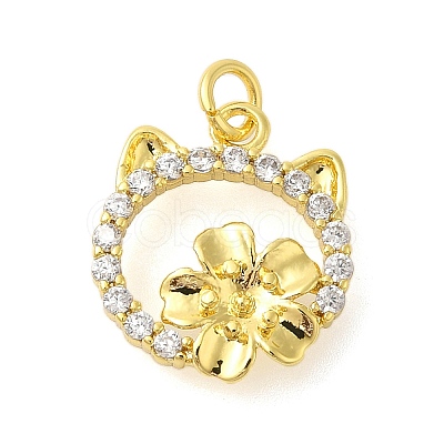 Rack Plating Brass Micro Pave Cubic Zirconia Charms KK-S396-70G-1
