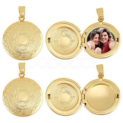 6Pcs Brass Locket Pendants KK-BBC0015-48-1
