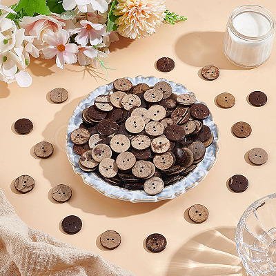 200Pcs 2-Hole Coconut Buttons COCO-GO0001-01-1