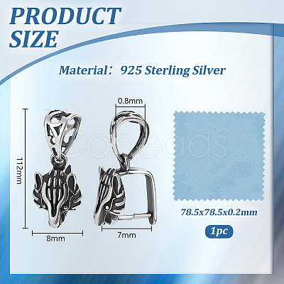 1Pc Sterling Silver Ice Pick Pinch Bails STER-GO0001-53-1