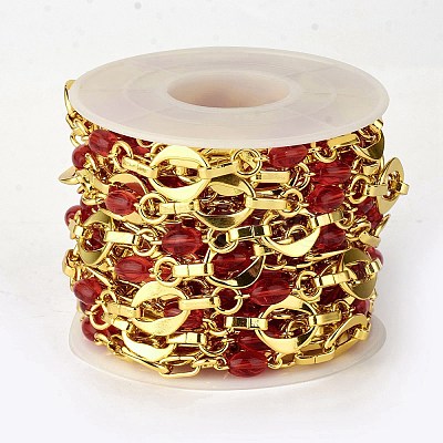 Rack Plating Brass Rhombus & Ring & Oval Link Chains CHC-F016-10G-1