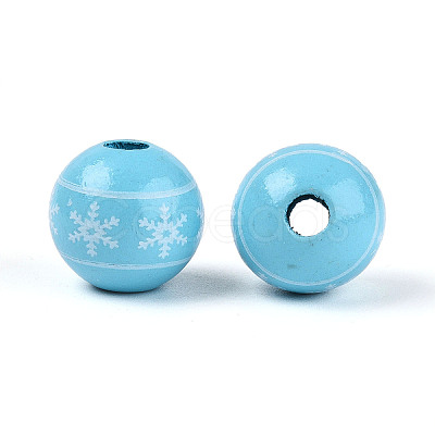 Christmas Spray Painted Schima Wood Beads WOOD-T032-35D-1