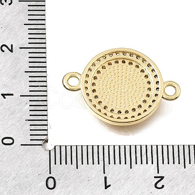 Brass Micro Pave Clear Cubic Zirconia Flat Round Connector Charms KK-E802-32A-G-1