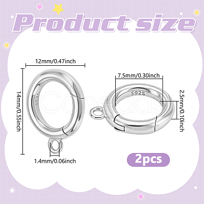 2Pcs Sterling Silver Spring Gate Rings STER-NB0001-41-1