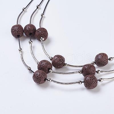 Waxed Cord Tiered Necklace NJEW-P185-A06-1