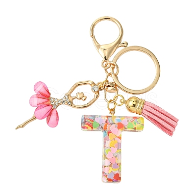 Letter A~Z Transparent Glitter Resin Pendant Keychains KEYC-FZ00024-20-1