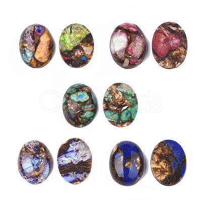 Assembled Synthetic Imperial Jasper and Bronzite Cabochons G-S329-080-1