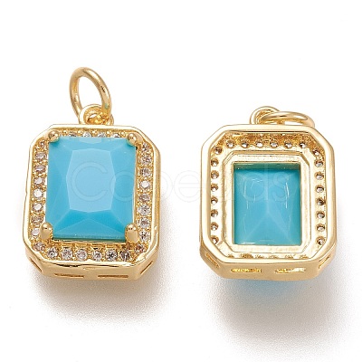 Brass Glass Charms X-ZIRC-F116-09D-G-1