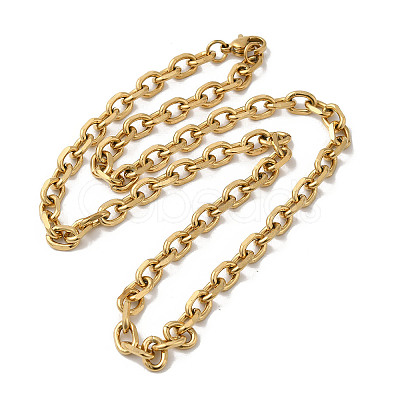 Ion Plating(IP) 304 Stainless Steel Cable Chain Necklaces X-NJEW-Z024-02G-1