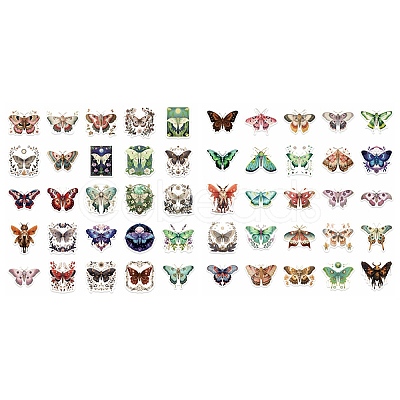 50Pcs Moth PVC Self Adhesive Cartoon Stickers STIC-B001-19-1