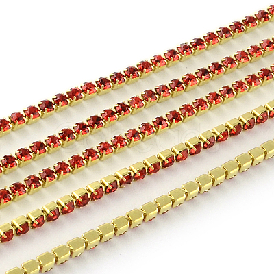 Nickel Free Raw(Unplated) Brass Rhinestone Strass Chains CHC-R119-S6-02C-1-1