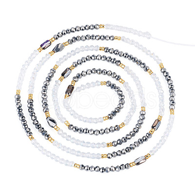 Glass Beaded Adjustable Waist Chains for Women AJEW-TA0005-78B-1