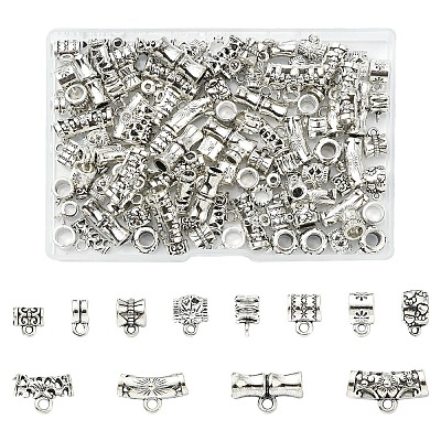 120Pcs 12 Styles Tibetan Style Alloy Tube Bails FIND-YW0007-12-1