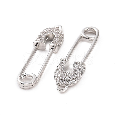 Brass Micro Pave Clear Cubic Zirconia Pendants KK-E068-VC469-1