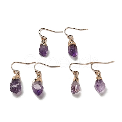 Natural Amethyst Dangle Earrings EJEW-G413-01B-G-1