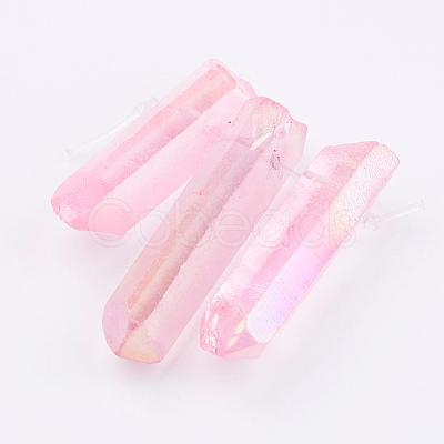 Electroplated Natural Quartz Crystal Graduated Beads Strands G-P315-A08-1