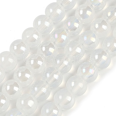 Baking Paint Electroplate Glass Beads Strands GLAA-G120-01B-1