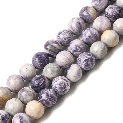 Natural Purple Stripe Jasper Beads Strands G-K350-C03-8mm-01-1