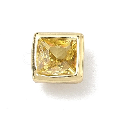 Square Brass Micro Pave Cubic Zirconia Cabochons KK-P345-13G-E06-1