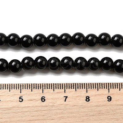 Natural Black Obsidian Beads Strands G-L632-A01-6mm-1