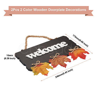 2Pcs 2 Color Wooden Doorplate Decorations AJEW-CF0001-10-1