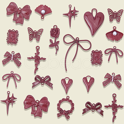 30Pcs 15 Styles Spray Painted Alloy Pendants FIND-SC0019-93-1