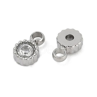 304 Stainless Steel Micro Pave Cubic Zirconia Pendants STAS-I325-024P-1