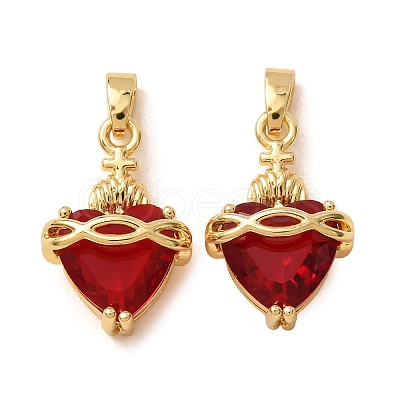 Brass Pave Red Cubic Zirconia Pendants CU-CBABEDB-01G-1