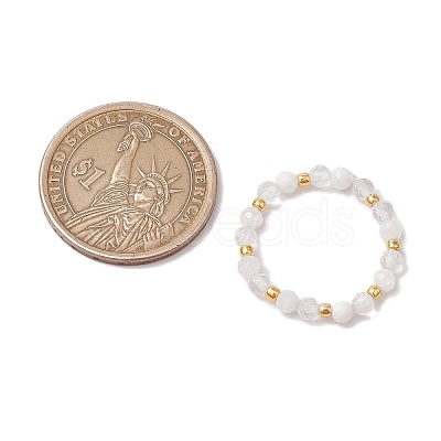 Natural Moonstone Beaded Stretch Rings RJEW-JR00867-08-1