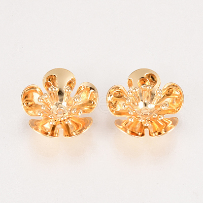 5-Petal Brass Bead Caps KK-Q735-353G-1