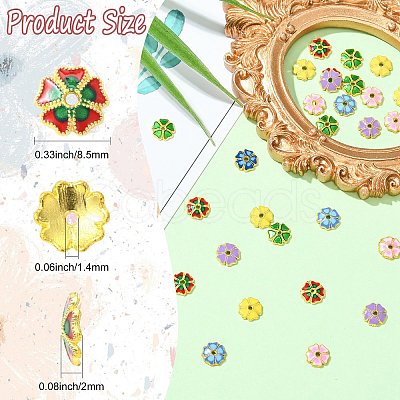 30Pcs 6 Colors Alloy Enamel Bead Caps FIND-CJ0005-52-1