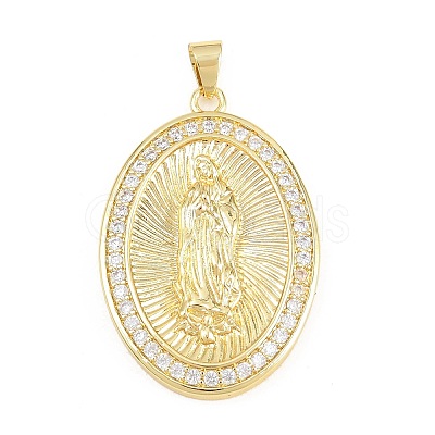 Religion Brass Micro Pave Clear Cubic Zirconia Pendants KK-H268-04A-G-1