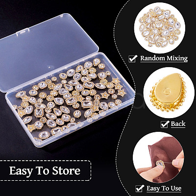 100Pcs Teardrop/Heart/Star Sew on Rhinestones GACR-TA0001-07A-1