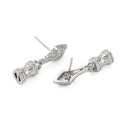 Brass Pave Cubic Zirconia Stud Earring Findings KK-C172-08P-1