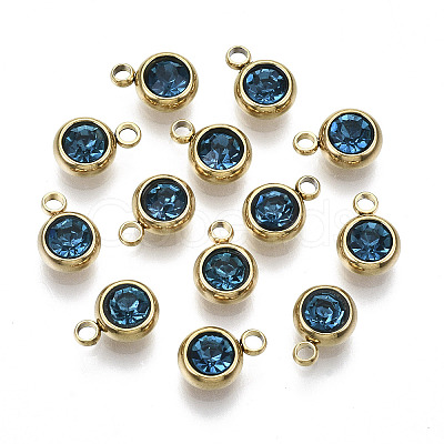 PVD Vacuum Plating 201 Stainless Steel Rhinestone Charms LS-X-STAS-S068-09G-1