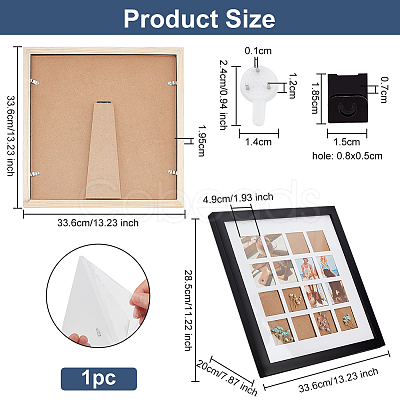 Square Wood Photo Frame Stand DJEW-WH0039-68B-1