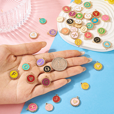 52Pcs 2 Styles Alloy Enamel Pendants FIND-TA0008-50-1