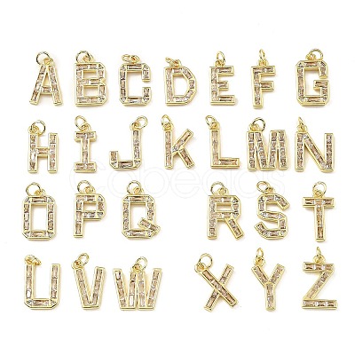 26Pcs Brass Micro Pave Cubic Zirconia Pendants KK-V014-01G-M-1