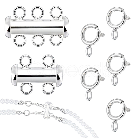 2 Sets 2 Styles Sterling Silver Slide Lock Clasps STER-GA0001-46-1