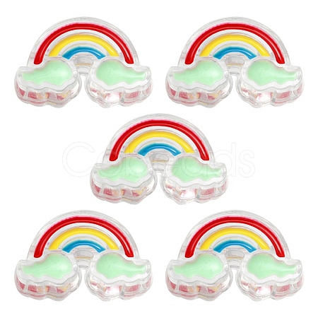 5Pcs Transparent Acrylic Enamel Beads OACR-YW0001-31C-1