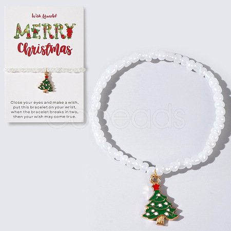 Christmas 304 Stainless Steel Enamel Charm Bracelets LB4238-6-1