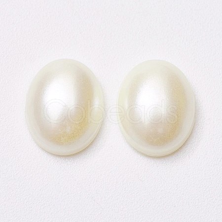 Acrylic Imitation Pearl Cabochons X-MACR-E007-8x10mm-J02-1