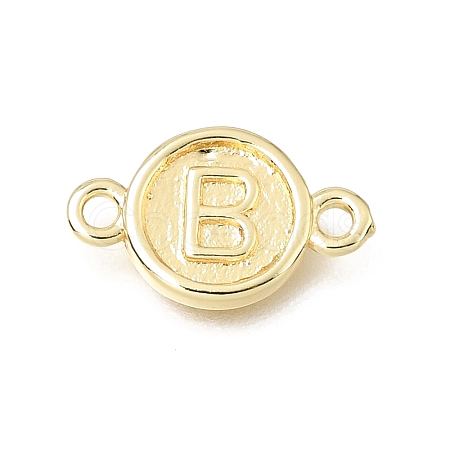 Brass Disc with Initial Links Connector Charms KK-E802-36G-B-1