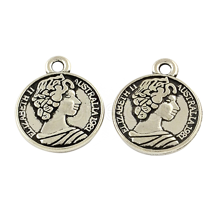 Feng Shui Tibetan Style Zinc Alloy Coin Pendants TIBEP-Q043-168A-RS-1